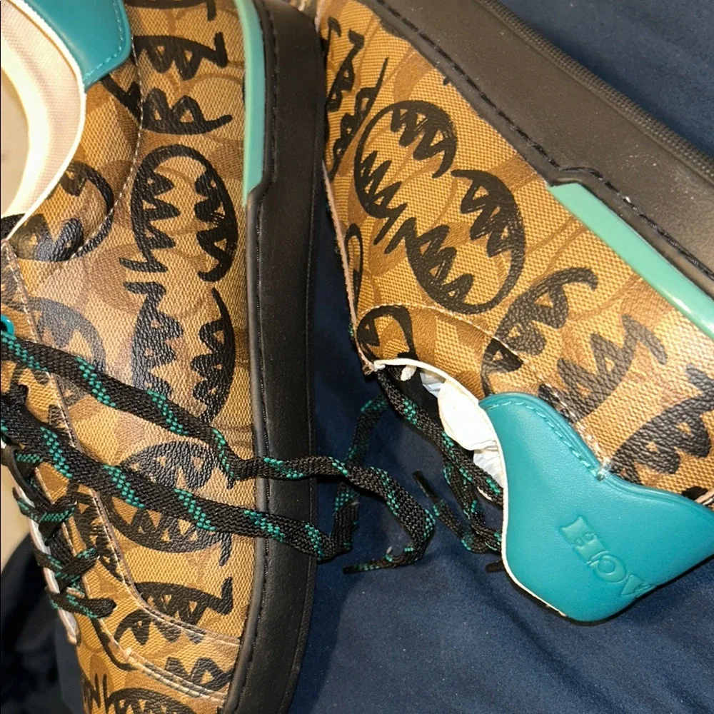 Coach Brown Sneakers with Black and Teal Accents - Picture 3 of 3